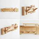 Mid Century Modern Walnut Foldable Entryway Wall Coat Hanger Hook with Shelf,Heavy Duty Wooden Piano Hidden Towel Hooks for Bathroom,Wall Rack for Purse&Key&Mail,Home Decor (Natural, 7 Hooks)