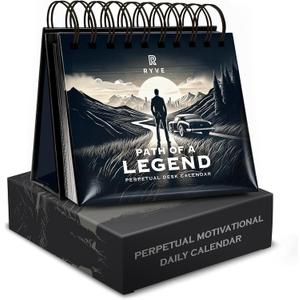 RYVE Motivational Quotes Desk Calendar  366 Daily Reflections for Personal Growth  Office Accessories and Gifts for Men, Mindfulness Flip Calendar, Inspirational Desk Quote (Path of Legend)