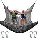 nets Tribe Kids Climbing Cargo Net, 6.5 * 9.8 ft Playground Safety Net, Polyester Double Layers Net Bridge for Inside, Outside, Backyard,Tree House, Obstacle Training, Monkey Bar, Black (6* 8.8*)