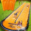 Slip Water and Slide for Kids Adults, Extra Long Backyard Water Slide with Pool and 2 Inflatable Bodyboards, Summer Outdoor Games Water Toys