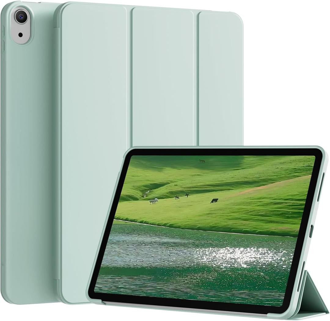 KENKE for iPad A16 11th Generation Case (11 Inch, 2025 Release), iPad 10th Generation Case 10.9 Inch 2022 Without Pencil Holder, Slim Trifold Stand Protective Cover with Soft TPU Back, Light Green