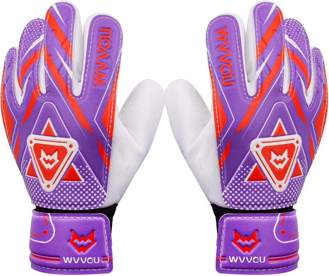WVVOU Goalkeeper Gloves for Kids Youth, Soccer Goalie Gloves with Double Protection, Anti-Slip Soccer Gloves, Super Grip