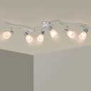 HiBay Adjustable Ceiling Track Lighting 6-Light, Directional LED Spot Light Fixtures with Glass Lampshade White, Foldable Spotlight for Kitchen Living Room Bedroom Hallway (E12 LED Bulbs Included)