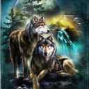 HommomH 40"x50" Blanket Soft Fluffy Fleece Throw for Sofa Bed Moon Wolf Green