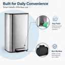 GarveeHome 30L / 8 Gallon Kitchen Trash Can, Stainless Steel Step Trash Can with Soft Close Lid, Foot Pedal and Removable Inner Bucket, Rectangular Garbage Can for Kitchen, Home Office, Living Room