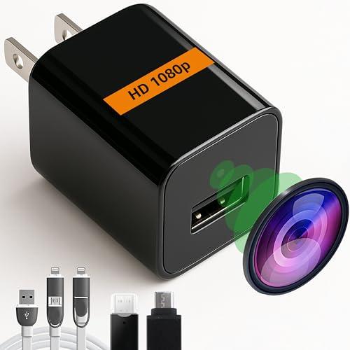 ALPHA TECH Hidden Spy Camera 1080p – Plug-in Mini Cam, No Wi-Fi, MicroSD Recording, Motion Detect, Loop Storage, Wide-Angle Lens – Discreet Indoor Nanny Cam for Home & Office