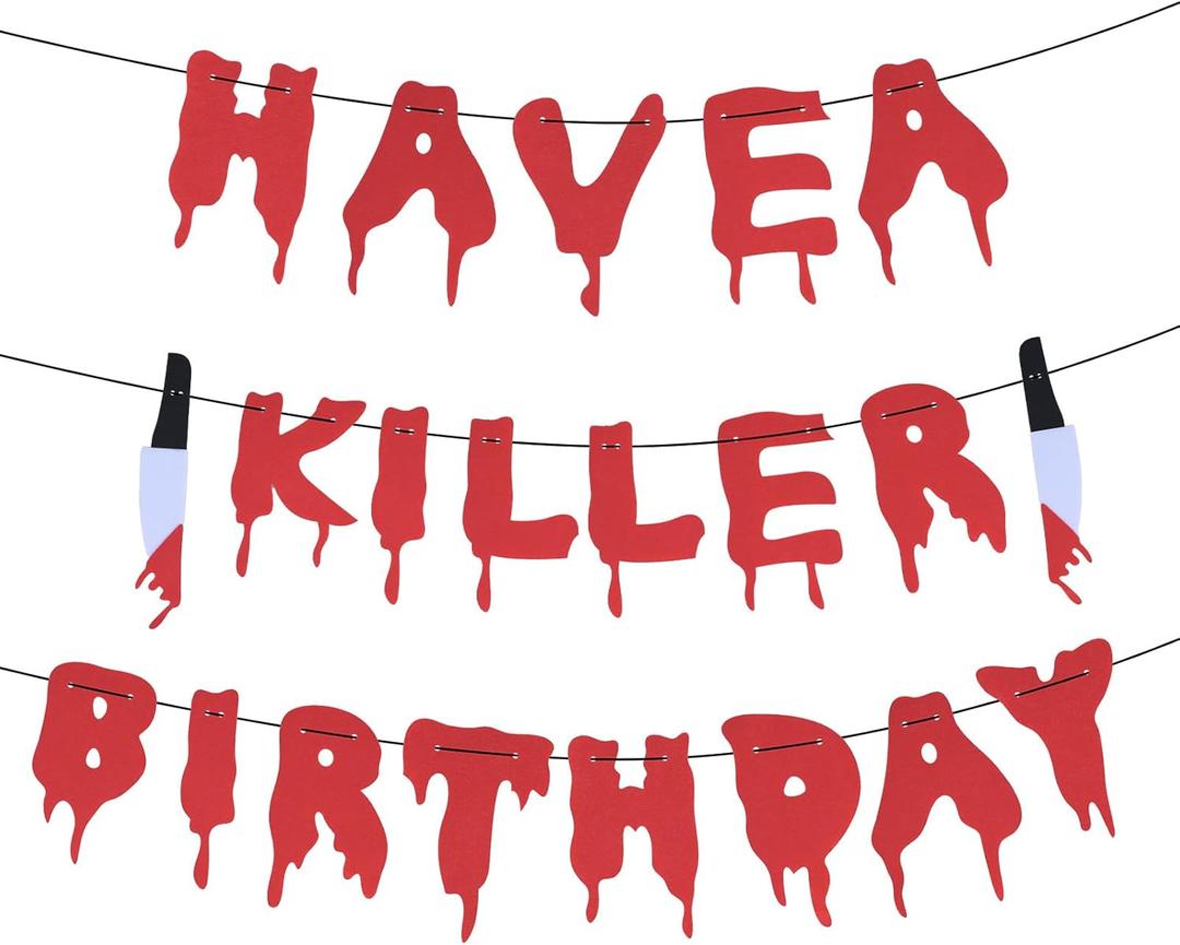 Halloween Horror Birthday Party Banner, Scary Halloween Decorations Murder Mystery Party Scream Decorations Horror Themed Birthday Decorations Horror Movie Decor Crime Scene Decorations