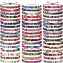 Yinkin 50 Pcs Boho Surfer Bracelet for Men Women Summer Beach Anklet Bracelet Waterproof Braided Bracelets Handmade Adjustable Bracelets Colorful Thin String Rope Jewelry for Festival Accessories