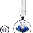 Rain Gauge Outdoor,42 Inch Solar Rain Gauges Decorative with Lotus Flower Spinner Light, Large Number Plastic Tube Rain Catcher Freeze Proof Hummingbird Water Gauge for Garden Yard Lawn