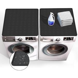 2PCS 25.2"x 23.2" Washer and Dryer Covers for The Top, Silicone Dryer Top Protector Mat Non-slip Washing Machine Covers for Laundry Machine(Black)