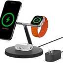 MagSafe Charger, 3-in-1 Wireless Charging Stand, 2ND GEN, 33% Faster for Apple Watch, iPhone 16, iPhone 15, iPhone 14 Series, AirPods - MagSafe Charging Station for Multiple Devices - Black