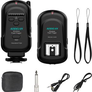 AODELAN Wireless Flash Trigger Transmitter and Receiver Set, Wireless Remote Speedlite Trigger with 3.5mm PC Receiver for Flash Units with Universal Hot Shoe for Canon, for Nikon,for Fuji,for Sony
