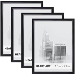 Metal ART 18x24 Frame 4 Pack,18 x 24 Poster Frame without Mat for Wall Picture Vertically or Horizontally Display,Black