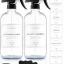 Vine Creations Glass Spray Bottles, 2 Pack Refillable Spray Bottles for Cleaning Solutions, Plant Misters, Clear Glass Spray Bottle for hair, 16 oz Mister Spray Bottle with Waterproof Labels