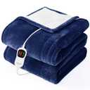 Homemate Electric Heated Blanket Full - 72"x84" Heating Bed Blankets Throw with 10 Heating Levels 8 Hours Auto Off Fast Heating Over-Heated Protection Ultra Soft Warm Flannel ETL Certified Navy Blue