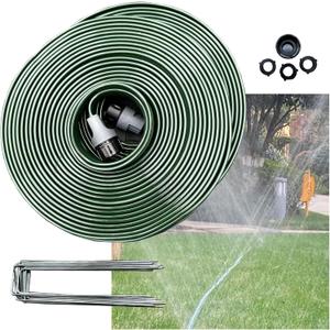 Watoo 2025 Sprinkler Hose & Soaker Hose for Yard - 75 FT Reinforced Flat Garden Hose with Holes, Heavy Duty No-Kink Lawn Irrigation Hose (Includes Stakes, High Pressure Spray) (75FT)