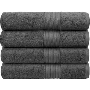 Luxury Oversized Bath Towels | 650 GSM, 34" x 56" | Hotel Quality, Soft & Highly Absorbent | Quick Dry, Thick, Combed Cotton Bathroom Towels | Dark Grey - 4 Pack