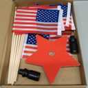 Yousoontic 2 Sets Vintage 4th of July Decorations American Flag with Pentagram Bracket Wooden Block 250th Anniversary Independence Day Patriotic Table Decorations for Home Tiered Tray Decor