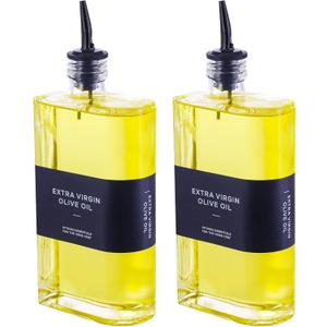 Olive Oil Dispenser for Kitchen,Sauce Dispenser Bottles with Stainless Steel Pourers, 500ml/17oz, 2 Pcs, Black