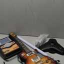 deAO Kids Electric Musical Guitar Play Set,Adjustable Height Microphone,Amplifier Set with Stand, Musical Guitar Play Set,Microphone, Amp, AUX, Birthday for Kids Boys Girls (Brown)