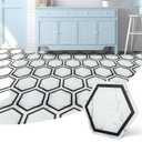 Art3d 10-Pack Hexagon Peel and Stick Flooring Tile Marble Look, Self Adhesive Waterproof Vinyl Floor Tile for Living Room, Kitchen, Bathroom, Bedroom, 11.8" x 10.2" White Marble