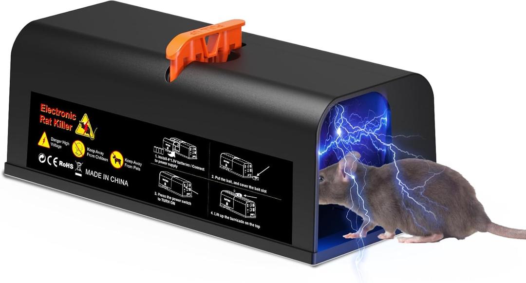 Electric Mouse Trap Zapper, Rat Traps Indoor for Home, Electronic Humane Mouse Killer, Effective Rat Zapper for Rodent and Mice - No Touch Reusable Mice Trap to Protect Your Home (black)
