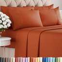 Cal King 6 Piece Sheet Set - Comfy Breathable & Cooling - Soft Hotel Luxury Bedding Set with 8-16 Inch Deep Pockets - 1 Flat & 1 Fitted Sheet & 4 Pillowcases - Wrinkle Free & Easy Care - Terracotta