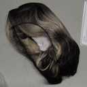 FAELBATY Short Brown Ombre Grey Wig Short Wave Bob Wigs for Women With Bangs Shoulder Length Synthetic Cosplay Party Wig for Girls Costume Wigs (12" 60R) (Ombre Black to White Blonde)