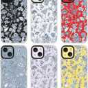 for iPhone 14 Case, Vintage Botanical Pattern with Blue Flowers, Military-Grade Drop Protection, Elegant Soft Slim TPU Protective Cover with Camera Lens Protection for Women & Girls