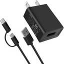UL Listed Fast Charger for Old and New Kindle Fire Tablets (Designed for use with All Fire Tablets and All Kindle E-Readers)-6.6Ft USB to Micro-USB and USB-C 2IN1 Braided Cable