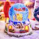 Musical Rotating Santa Claus Flying Over Village,Automatic Snowfall,Train, Christmas Snow Globe Music Box Gifts, for Women Wife Mom Girlfriend Daughter, Xmas Present,Plays 48 Classic Christmas Carols