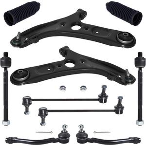 TUCAREST 10Pc Suspension Kit Fit For 11-16 Hy-undai Elantra Sedan, 12-17 Veloster, 2 Front Lower Control Arm w/Ball joint 4 Outer Inner Tie Rod 2 Sway Bar 2 Boots [# K622232 K750523 EV800886 ES801074]