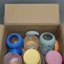 Gemice 6-Pack 16 oz Overnight Oats Containers with Lids and Silicone Sleeves, Glass Mason Jars with Airtight Lid, Dishwasher Safe, Wide Mouth Chia Seed Pudding Meal Prep Jar for Yogurt Berries Snack (Pastel Cream)