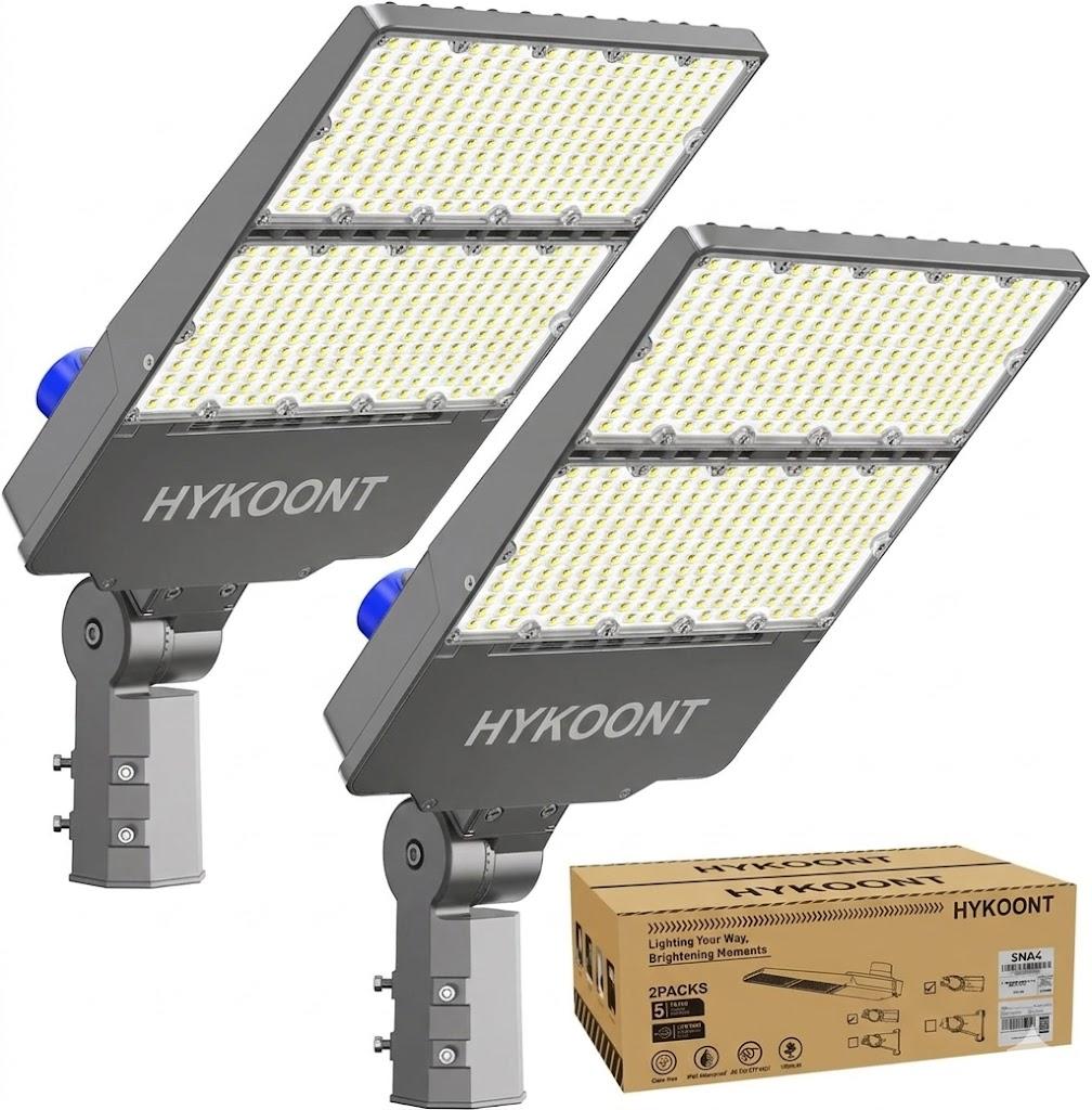 LED Parking Lot Light 300W, UL Listed 45,000LM 6500K Light with Dusk to Dawn Photocell, Adjustable Slip Fitter Mount, IP66 Waterproof, Commercial LED Area Security for Parking Lot, Roadway, 2 Packs