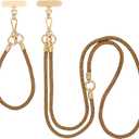 ABJFJE Crystal Phone Lanyard Crossbody & Wrist Strap Phone Strap Crossbody & Wrist Lanyard Anti Theft Phone Strap for Women (Brown)