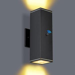 Outdoor Wall Lights 1 Pack,Modern Square Dusk to Dawn Porch Light,Integrated LED Up Down Wall Lights Black Outdoor Sconces Waterproof Wall Lighting Exterior Light for Porch Patio Garage