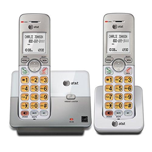 AT&T EL51203 DECT 6.0 2-Handset Cordless Phone - Full Duplex Handset Speakerphone, Caller ID/Call Waiting, Backlit Keypad & Display, Intercom, ECO Mode, White/Silver
