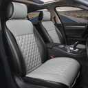 Black Panther 1 Pair Car Seat Covers, Luxury Car Protectors, Universal Anti-Slip Driver Seat Cover with Backrest,Diamond Pattern (Light Gray)