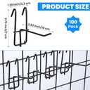 4 Inch Grid Wall Hooks, 100 Pcs Heavy Duty Gridwall Panel Hooks Store Garage Wall Mount Organizers Storage Grid Wall Display Hangers Gridwall Accessory for Retail, Craft Show, Home Setup (Black)