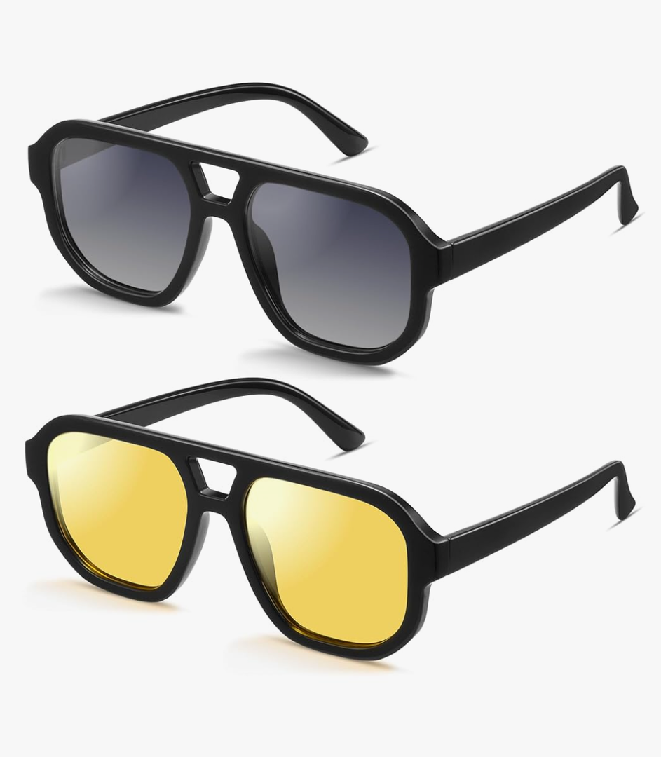livho Trendy Polarized Square Aviator Sunglasses Women Men Square Eyewear Frame, Retro Sun Glasses for Women Men 2025 Shades
