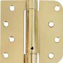 Hinge Outlet Spring Self-Closing Hinges, 4 Inch Square with 5/8 Inch Bright Brass, Adjustable Door Closing, 2 Pack (4" x 4" with 5/8" Square radius (Pack of 2), Bright Brass)