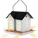 Solar Bird Feeder for Outdoors Hanging, Squirrel Proof Bird Feeders, Metal Solar Bird Feeder House, Wild Bird Feeders for Finch Cardinal Chickadee, Large Capacity, Durable & Weatherproof