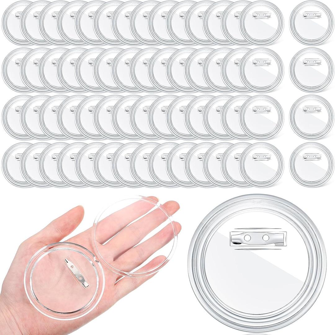 Yilloog 60 Pcs 3 Inch Clear Button Pins for Crafts DIY Photo Acrylic Blank Pins Bulk for Picture Make Your Own Buttons Badge Maker DIY Crafts Supplies