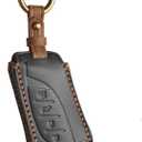 OLLEN Screws-Free Premium Leather for Key Fob Cover, Fit for Lexus ES LS LC RX NX LX TX GX Series 2018-2025~, Key Holder Protector, Black