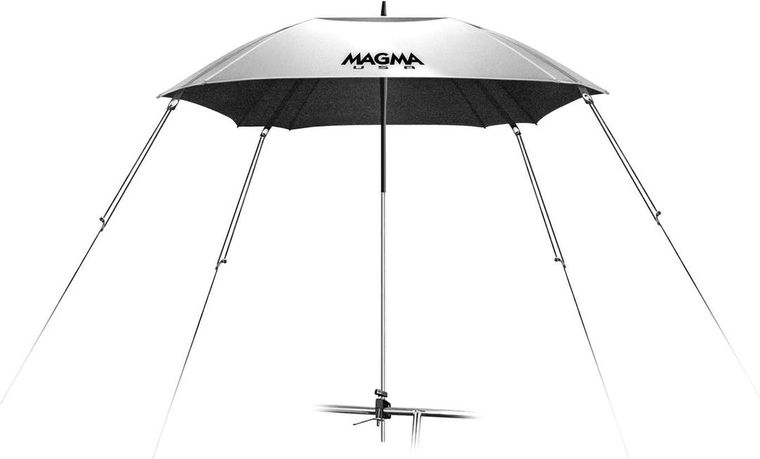 Magma Products Umbrella, Boat, Rail Mounted, 100% UV, Silver, 1-1/8" or 1-1/4" Round Rail, One Size