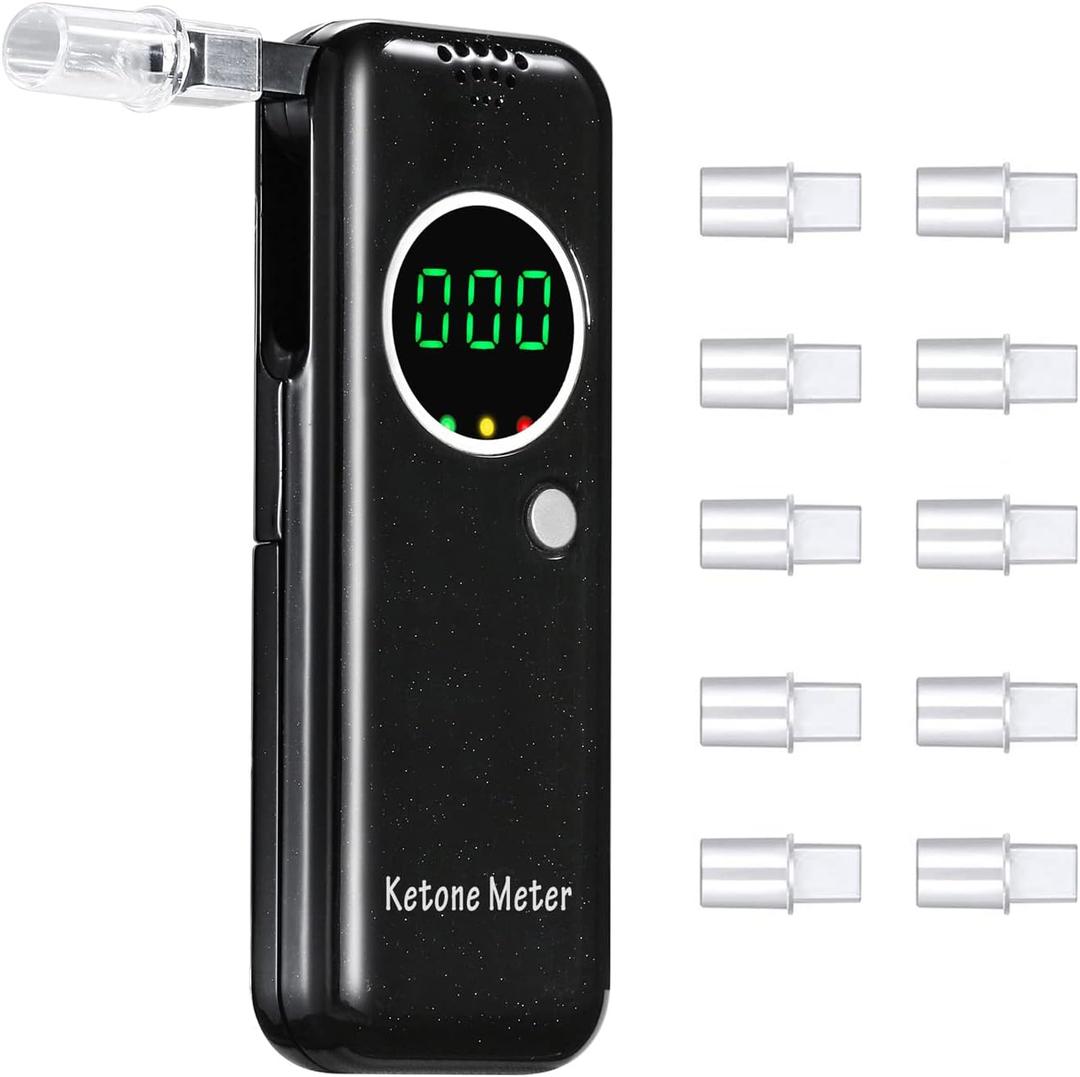 Ketosis Meter Professional Ketone Breath Analyzer Portable Home Ketone Breath Meter Advanced Ketosis Breath Tester with 10 Mouthpieces for Testing Ketosis