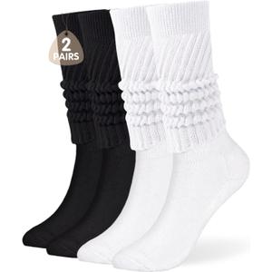Buauty Slouch Socks for Women, Soft Extra Long Chunky Scrunch Knee High Sock Winter Knit Slouchy Socks Leg Warmmers