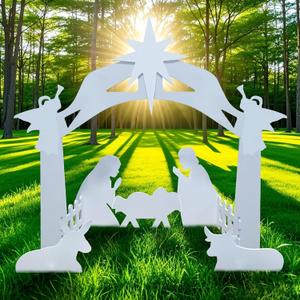 Nativity Set Outdoor Christmas Decorations, Nativity Scene Large Weatherproof, 40in Manger Scene Christmas Yard Decorations for Front, Lawn and Church