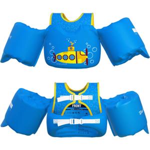 Dark Lightning USCG Coast Guard Approved Toddler Swim Vest for Age 2/3/4/5/6/7 Years Old, Kids Life Jackets with Arm Floaties 30-50 Pounds,Baby Water Wings in Sea/Pool/Puddle (Submarine)