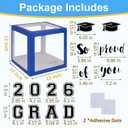 Stackable Graduation Blue Balloon Boxes Class of 2026 4 Pcs Transparent Grad Decorations Foldable So Proud of You Party Supplies for Indoor/Outdoor(NO Balloons)